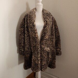 Vintage Monterey Fashions Leopard Faux Fur Coat - Large - Excellent Condition